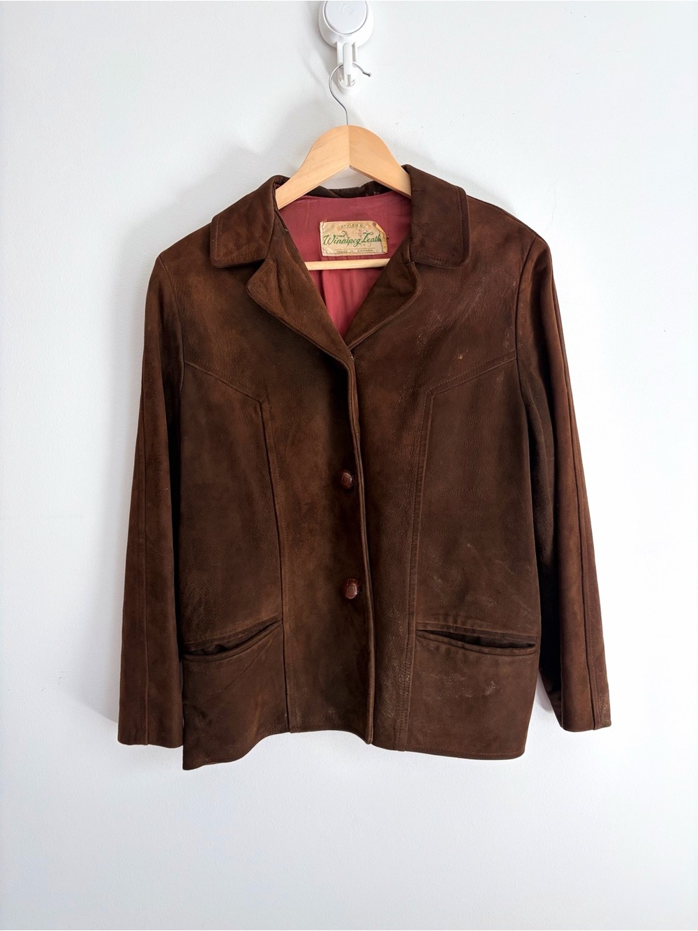 Vintage 1960s Winnipeg Leather Tailored Brown Suede Jacket M